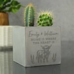 Personalised Highland Cow Design Concrete Plant Pot - Image 2