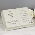 Personalised Rose Motif Memorial Resin Graveside/Garden Book Ornament - Image 2