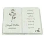 Personalised Rose Motif Memorial Resin Graveside/Garden Book Ornament - Image 4