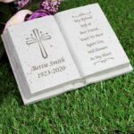 Personalised Cross Motif Memorial Resin Graveside/Garden Book Ornament - Image 3