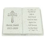 Personalised Cross Motif Memorial Resin Graveside/Garden Book Ornament - Image 4