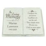 Personalised 'In Loving Memory' Memorial Resin Graveside/Garden Book Ornament - Image 4