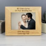Personalised Any Message 7x5 Landscape Oak Finish Photo Frame