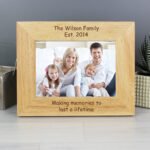 Personalised Any Message 7x5 Landscape Oak Finish Photo Frame - Image 2