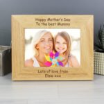 Personalised Any Message 7x5 Landscape Oak Finish Photo Frame - Image 3