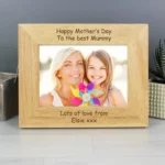Personalised Any Message 7x5 Landscape Oak Finish Photo Frame - Image 3
