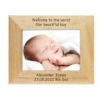 Personalised Any Message 7x5 Landscape Oak Finish Photo Frame - Image 4