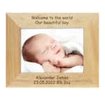 Personalised Any Message 7x5 Landscape Oak Finish Photo Frame - Image 5