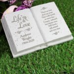 Personalised 'Life & Love' Memorial Resin Graveside/Garden Book Ornament - Image 3