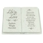 Personalised 'Life & Love' Memorial Resin Graveside/Garden Book Ornament - Image 4