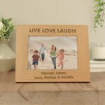 Personalised 'Live Love Laugh' 7x5 Landscape Oak Finish Photo Frame