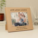 Personalised 'Live Love Laugh' 7x5 Landscape Oak Finish Photo Frame - Image 2