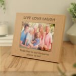 Personalised 'Live Love Laugh' 7x5 Landscape Oak Finish Photo Frame - Image 3