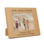 Personalised 'Live Love Laugh' 7x5 Landscape Oak Finish Photo Frame - Image 4