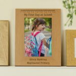Personalised 'My First Day at School' 5x7 Portrait Oak Finish Photo Frame