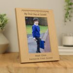 Personalised 'My First Day at School' 5x7 Portrait Oak Finish Photo Frame - Image 2