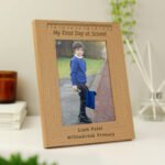 Personalised 'My First Day at School' 5x7 Portrait Oak Finish Photo Frame - Image 3