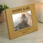 Personalised 'Daddy & Me' 6x4 Landscape Oak Finish Photo Frame - Image 3