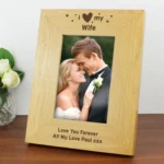 Personalised 'I Heart My' 4x6 Portrait Oak Finish Photo Frame - Image 3