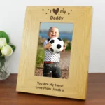 Personalised 'I Heart My' 4x6 Portrait Oak Finish Photo Frame