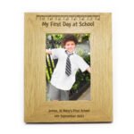 Personalised 'My First Day at School' 4x6 Portrait Oak Finish Photo Frame - Image 2