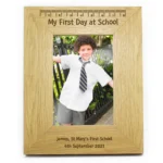 Personalised 'My First Day at School' 4x6 Portrait Oak Finish Photo Frame - Image 2