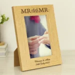 Personalised ‘Mr And Mr’ 4×6 Portrait Oak Finish Photo Frame
