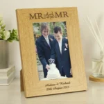 Personalised ‘Mr And Mr’ 4×6 Portrait Oak Finish Photo Frame - Image 2