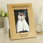 Personalised 'Mrs And Mrs' 4x6 Portrait Oak Finish Photo Frame - Image 2