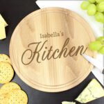 Personalised 'Kitchen' Round Wooden Chopping Board