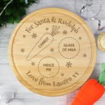 Personalised 'For Santa & Rudolph' Christmas Eve Mince Pie Round Wooden Board - Image 2