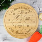 Personalised 'For Santa & Rudolph' Christmas Eve Mince Pie Round Wooden Board - Image 3