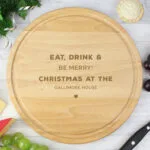 Personalised Any Message Heart Motif Round Wooden Chopping Board