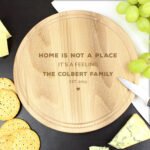 Personalised Any Message Heart Motif Round Wooden Chopping Board - Image 3