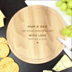 Personalised Any Message Heart Motif Round Wooden Chopping Board - Image 4