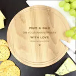 Personalised Any Message Heart Motif Round Wooden Chopping Board - Image 4
