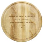 Personalised Any Message Heart Motif Round Wooden Chopping Board - Image 5