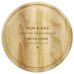Personalised Any Message Heart Motif Round Wooden Chopping Board - Image 2