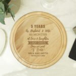 Personalised '5 Years As Husband & Wife' Anniversary Round Wooden Chopping Board