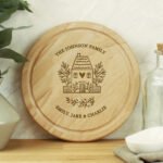Personalised House & Leaf Design Round Wooden Chopping Board - Image 4