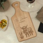 Personalised Highland Cow Design Wooden Paddle Board - Image 2