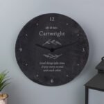 Personalised Any Message Botanical Design Round Slate Wall Clock