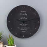 Personalised Any Message Botanical Design Round Slate Wall Clock - Image 3