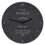 Personalised Any Message Botanical Design Round Slate Wall Clock - Image 5