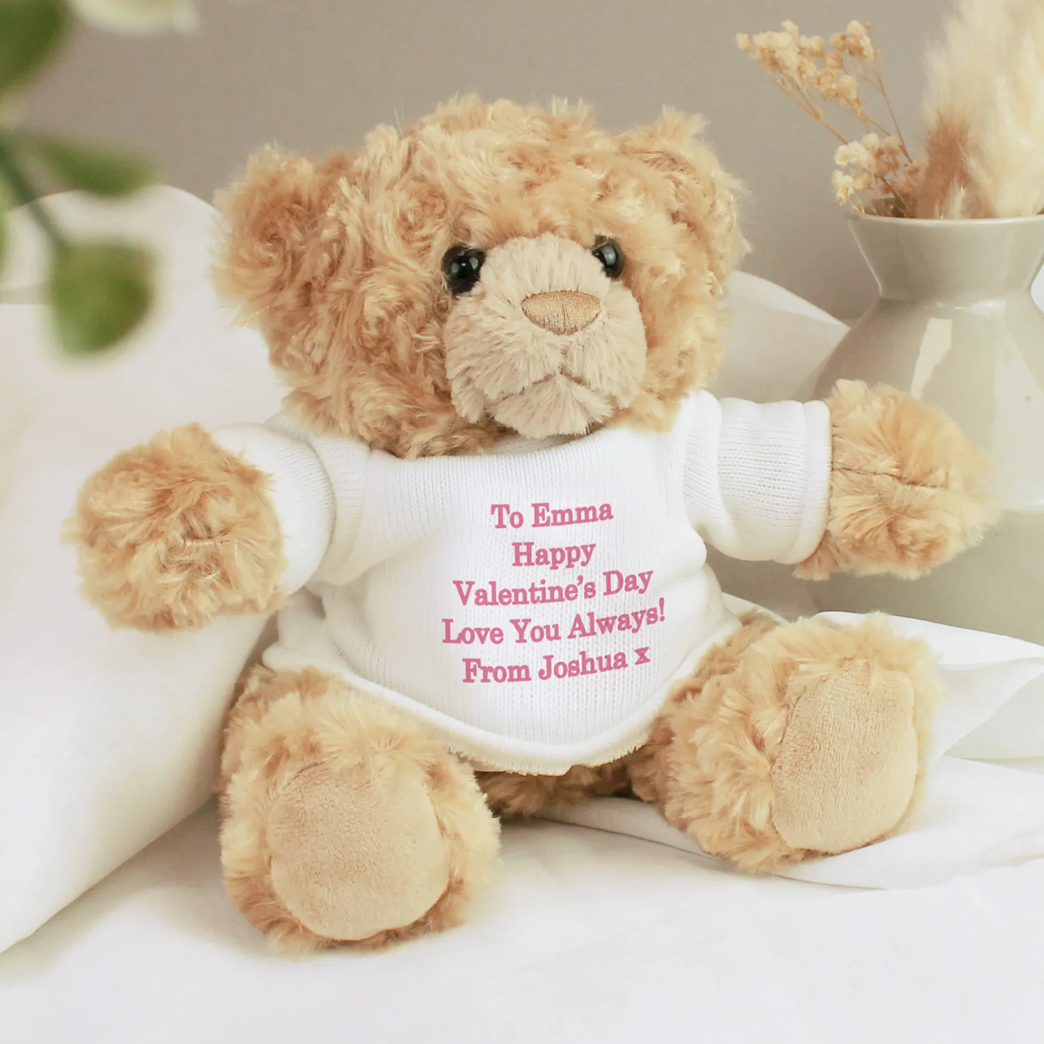 P021001 Personalised Any Message Pink Text Plush Teddy Bear 5 Personalised Any Message Pink Text Plush Teddy Bear - Image 1
