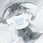 Personalised Any Message Blue Text Plush Bunny Rabbit - Image 2