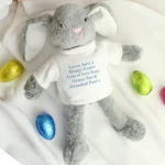 Personalised Any Message Blue Text Plush Bunny Rabbit - Image 3