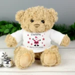 Personalised 'Merry Christmas' Spotty Santa Design Plush Teddy Bear - Image 2