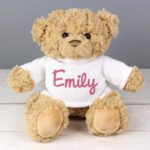 Personalised Name Only Pink Text Plush Teddy Bear - Image 2