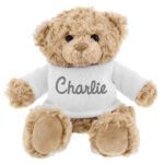 Personalised Name Only Grey Text Plush Teddy Bear - Image 4